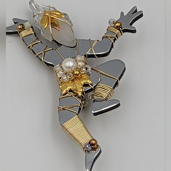 Jill Elizabeth Liztech Oriental Dancing Figure Mirrored 2001 Brooch/Pin - Picture 2 of 11